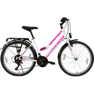 Rezzak 26 Zoll Fahrrad für Mädchen und Damen - Citybike Mit 21 Gang Drehschaltung, RH ca. 47cm, Weiß-Pink -050