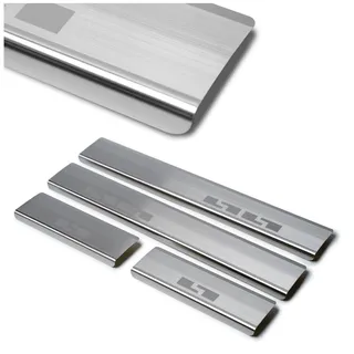 CHROMEMASTER | Einstiegsleisten Edelstahl Kompatibel mit VW Multivan T7 2021+ | Rostfreier Stahl, Gebürstet; Kratzschutz für Türschweller-Auto Zubehör Selbstklebend: 4 Stk.-teiliges Set