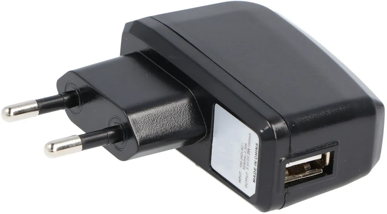 USB Ladegerät mit 1A Ausgangsleistung, Ladestrom max. 1000mA