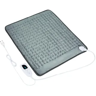 Elektrisches Heizkissen für Rücken, Nacken, Schultern und Bauch mit automatischer Abschaltung, weiches Flanell, dunkelgrau, 50 x 60 cm