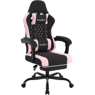 Woltu Gaming Stuhl mit Massagefunktion, Taschenfederkissen, ergonomisch, Netzstoff : Schwarz+Rosa Farbe: Schwarz+Rosa