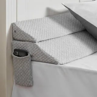 VEVOR Queeninformat Bettkeil 1524x254x152 mm, Matratzenkeil Kissen, Gap Filler, 0-177,8 mm Bett-Lückenfüller 25D-Kopfteilkeil aus hochdichtem Schaumstoff, Matratzenkeil mit Seitentasche, Grau