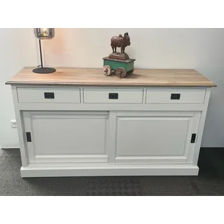 Wohnpalast Kommode Sideboard Neuss 165 cm weiß/eiche - Anrichte Landhaus Kommode