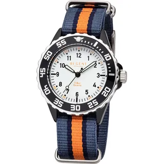 REGENT F-1206 35 mm Textilgehäuse Blau Orange Textilarmband Blau