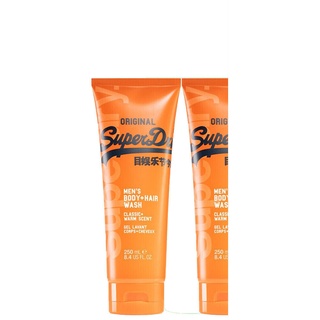 (1L|40,00) 2x250ml SuperDry Funky Red Original Men ́s Body Duschgel & Shampoo