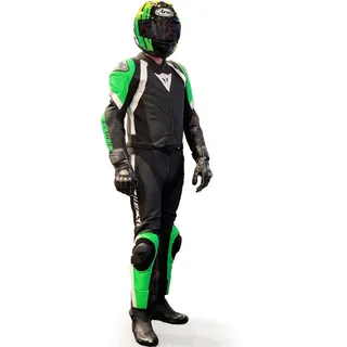 Herren Lederkombi 48 - Dainese Avro 4 Custom Works - schwarz-weiß-fluogrün