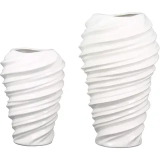 Gilde Casablanca Vase - Twist - Porz.weiß glänzend