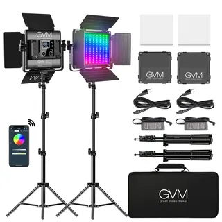GVM RGB Videoleuchte mit Stativ, 800D LED Fotografie Licht Studiolicht 3200K–5600K Videolicht LED Dauerlicht für Video YouTube Konferenzlicht Streaming Fotolicht,18 Lichteffekt, CRI97+ APP-Steuerung