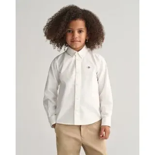 Gant Unisex für Kinder. 830423 Oxford Shield Kinder Shirt weiß (3/4años= 98/104cm), Lässig, Baumwolle, Klassisch, Langarm, Bio-Baumwolle, Na