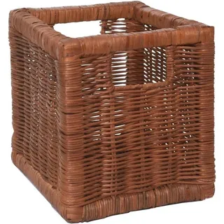 Vivanno ATTRAKTIV Flechtkorb Regalkorb aus 100% natürlichem Rattan, Braun, 26x23x26cm, Stabil für Schrank & Regal