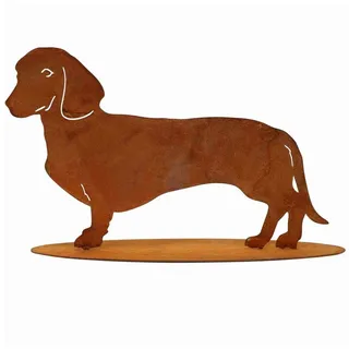 Rostikal Gartenfigur Dackel Deko Hundefigur Gartendeko Metall, Echter Rost braun 40 cm