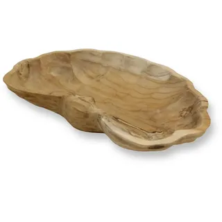 Gartenwelt Riegelsberger Schale Teak Holzschale Teakschale Lyon Abmessungen ca. 40x29 cm Massiv Teakholz Natur Unikat Deko Rustikal