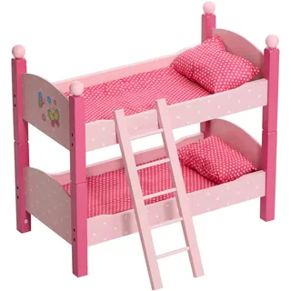 Bayer Chic 2000 CHIC2000 Puppenbett Papilio Pink Rosa – Puppenhochbett mit Leiter & Bettwäsche – Puppen bis 48 cm – Puppenzubehör, Holzpuppenbett