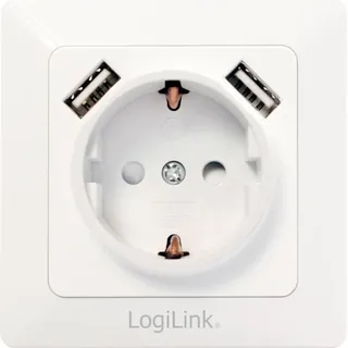 Logilink Unterputz-Steckdose mit 2x USB - Weiß