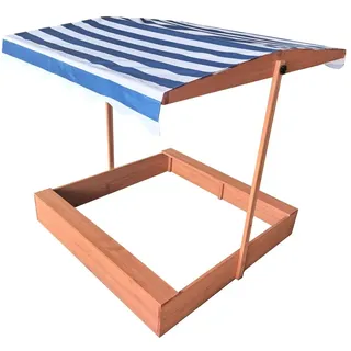 POWERTEC Garden Sandkasten Sandkiste Holz mit verstellbarem Dach 120x120 cm