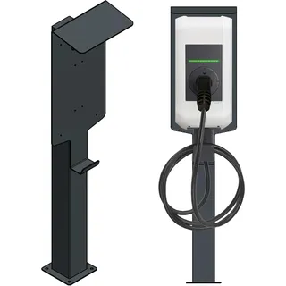 DIE-LADESÄULE - Ladesäule, Standfuß, Stele, Base für Keba P20 P30 Wallbox - aus Edelstahl - mit Dach und Kabelhaken - pulverbeschichtet - anthrazit - deutsche Herstellung