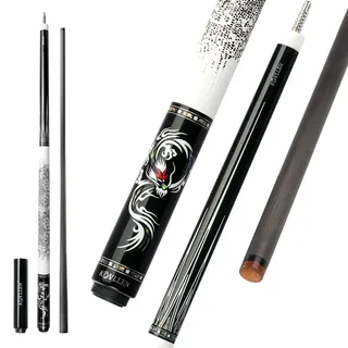 KONLLEN AING-1 Kohlefaser-Pool-Queue, handgefertigte Dragon Real Inlay (Abalone Shell Handmade Inlay, Ebony Butt, 12,4 mm Sea-Eye Tip, 3/88 Radial Pin Joint, mit Extension Case) (AING-1WF)