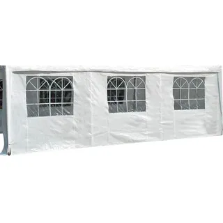 DEGAMO Seitenplane für Partyzelt, Länge 6 Meter, PE weiß mit Fenstern