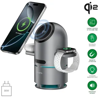 4smarts Qi2 Ladestation ChargeBot Sound Spacegrau