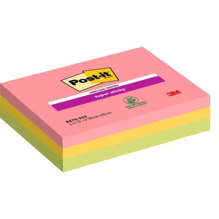 Post-it Post-it® Super Sticky Meeting Notes Haftnotizen extrastark farbsortiert 3 Blöcke