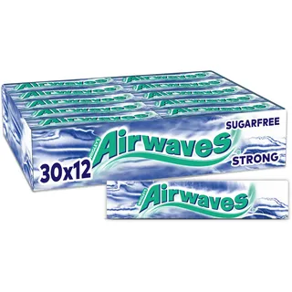 Airwaves Strong Sugarfree Chewing Gum, with Menthol Freshness, 30 Packs of 12 Dragees