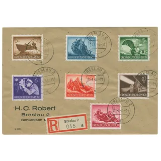 Die 100 letzten Briefmarken des Dritten Reiches auf echtgelaufenen Briefen