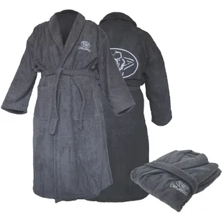 Dewello Dewello® Bademantel ohne Kapuze aus Baumwolle für Sauna und nach dem Sport, Frottee Unisex Grau, Verschiedene Größen (S-XXL), Farbe:Grau