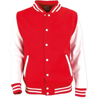 Just Hoods Varsity Jacket, fire red/white, S