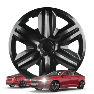 WALSER Premium Radkappen Shadow, 4er Set Radkappen Auszeichnung Sehr Gut*, Radzierblenden 14 Zoll, Radblenden für Alufelgen Stahlfelgen, Auto Radzierblende schwarz - Made in Europe