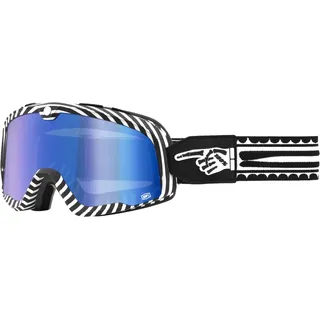 100% Barstow Death Spray Motorradbrille Schwarz/Weiß Blau Verspiegelt