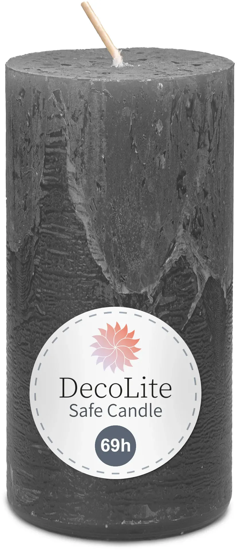 DecoLite: Rustic Stumpenkerzen 140/70 mm (Safe Candle) - 4 Stück - olive