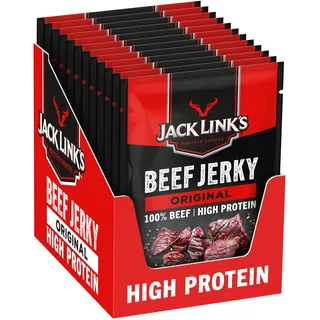 Jack Link's Jack Links Beef Jerky Original – 12er Pack (12 x 25 g) – Trockenfleisch vom Rind – High Protein Dörrfleisch