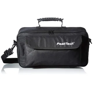 Peaktech 7400 Tragetasche für Oszilloskope & Messgeräte, Transporttasche mit Polsterung, Zubehörtaschen mit Klettverschluss, Schultergurt, Stabiler Handgriff – 380 x 210 x 140 mm (Schwarz)