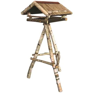 Siena Garden Vogelfutterhaus Birke mit Ständer Maße: 52x55x25 cm,