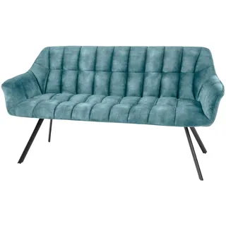 Riess Ambiente Esszimmer Sitzbank Papillon - 165cm - Petrol schwarz - Samt Metallgestell Rückenlehne Armlehnen Polsterbank Küchenbank Esszimmerbank