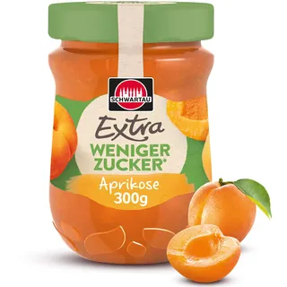 Schwartau Extra Weniger Zucker Aprikose, zuckerreduzierter Fruchtaufstrich, 300g