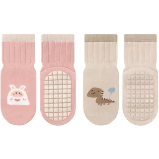 liuchanghe Antirutschsocken Kinder, Rutschfeste Socken Kinder, Stoppersocken Baby, Baby Socken Baumwolle für Jungen Mädchen 1-3 Jahre, 2er-Pack - 1-3 Jahre