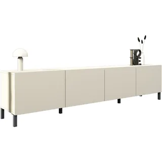 Lowboard BORCHARDT MÖBEL "Sophia, TV-Schrank mit Metallfüßen", kaschmir, B:200cm H:45cm T:35cm, Spanplatte, Sideboards, Lowboard, Metallfüße, grifflose Optik