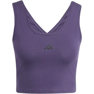 adidas Damen Essentials SMALL Logo Cotton Lifestyle Tank, Aurora Plum/Black, M