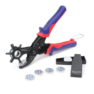 WorkPro Revolverlochzange Lochzange Gürtel Leder Gürtel Puncher 255 MM Locher Rund 3,5-4-4,5 MM Rechteckige 6,6-7,5 MM OVAL Lochpfeifen 6,1 MM