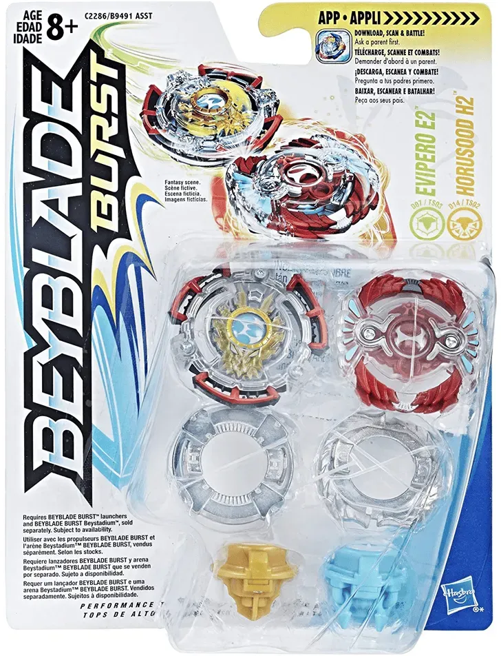 Bey Beyblade Dual Pack: Evipero E2 & Horusood H2