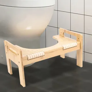 Toilettenhocker Holz Toilettenhocker Toilettenhilfe Fußstütze mit Einstellbarer Höhe Toilettenhocker aus Bambus WC-Trittbrett aus Holz Rutschfest WC Schemel für Vorbeugung Hämorrhoiden, Verstopfung