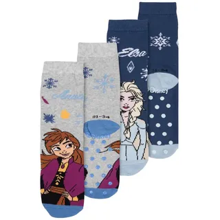 UNITED LABELS Disney Die Eiskönigin ABS Socken für Mädchen Frozen Kinder Stoppersocken antirutsch Söckchen Grau/Blau (2er Pack) (DE/NL/SE/PL, Numerisch, 23, 26, Regular, Grau/Blau) - 23-26