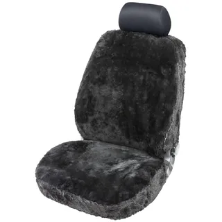 Walser Lammfell Autositzbezug Nineve, 100% Lammfell Sitzbezug für Auto, 1 Stück Lammfell Sitzbezüge Auto Vordersitze, Autositzbezug Lammfell, Autositzbezug Fell, Lammfell Autositz schwarz