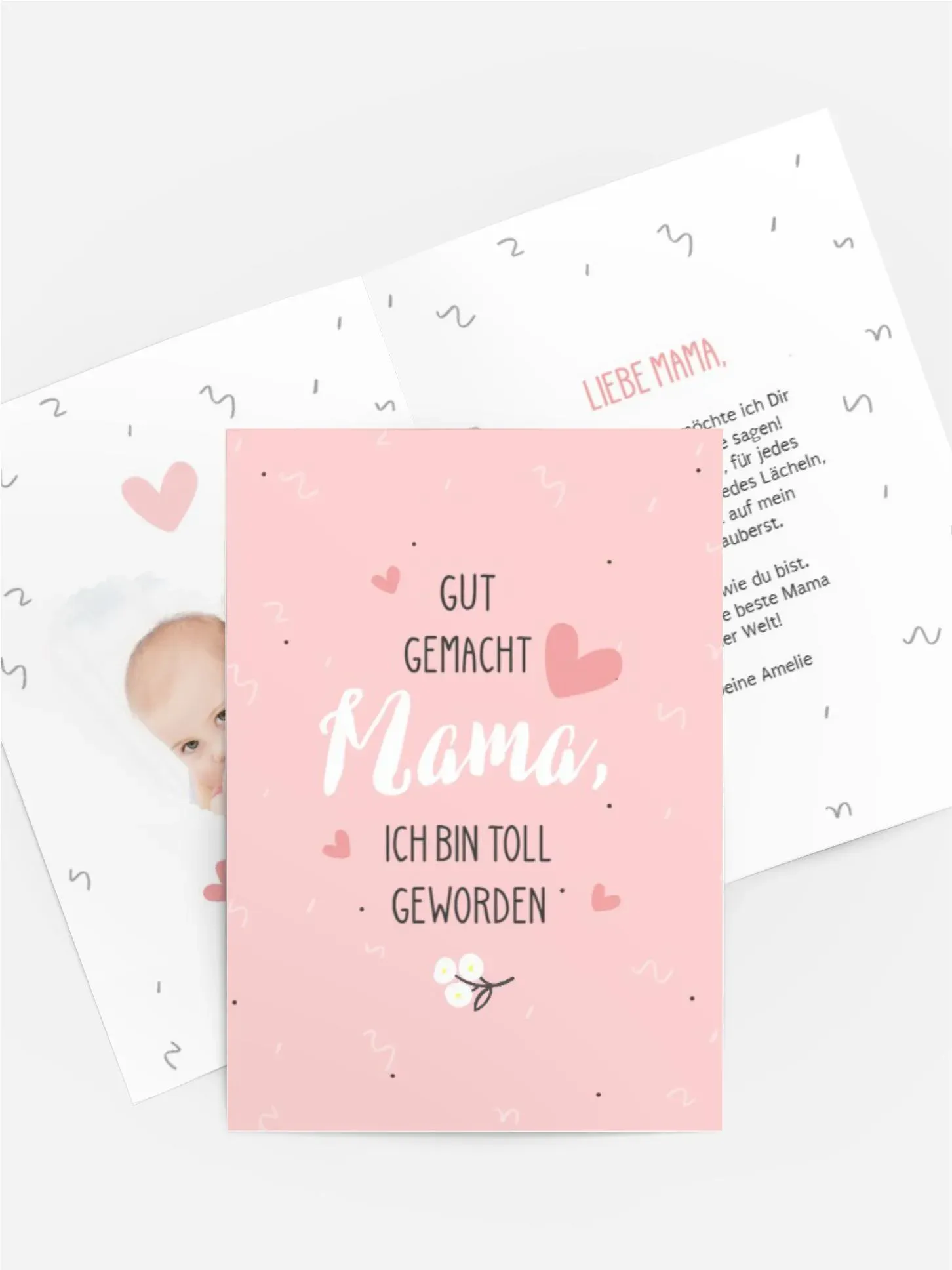 Babykarte selbst gestalten mit Spruch und Fotos im Onlinedesigner bei Meine-Kartenmanufaktur.de