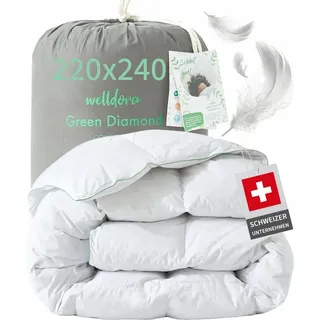 welldora Komfort Bettdecke 220x240 | Daunen | Fachärztlich Allergiker Ganzjahres Federbett Daunendecke
