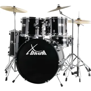 XDrum Semi 22" Standard Schlagzeug Midnight Black Set inkl. Galgenständer - Crash Becken