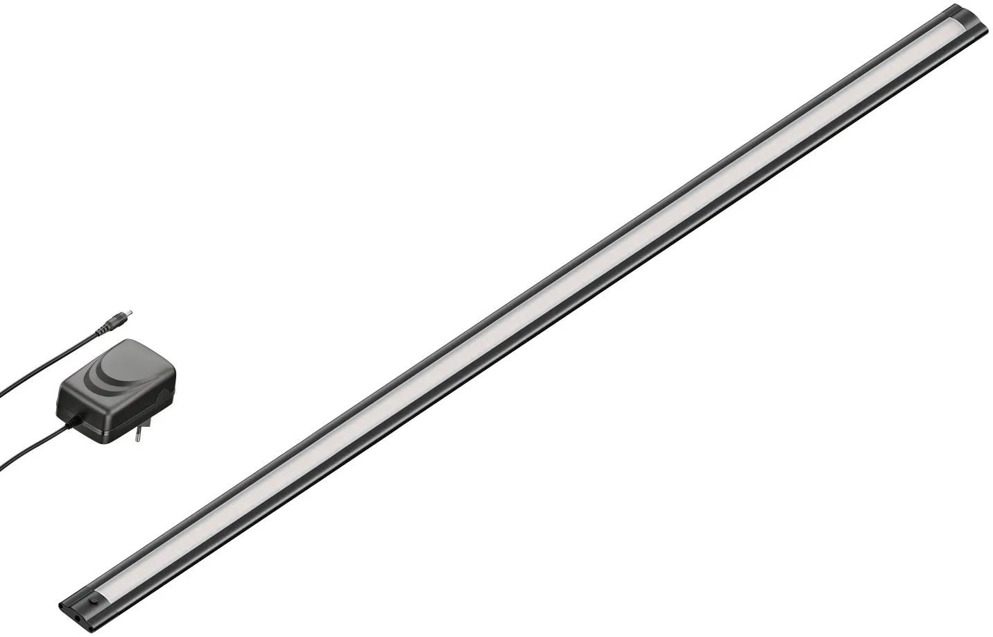 ledscom.de LED Unterbau-Leuchte SIRIS schwarz matt mit Netzteil, flach, 90cm, 963lm, warm-weiß