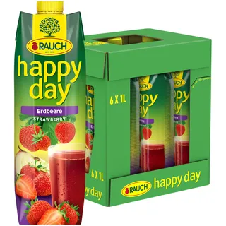 Happy Day Rauch Happy Day Erdbeere | intensiver Erdbeergeschmack | verfeinert mit Apfel und Zitrone | 6x 1l Tetra Prisma