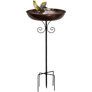 Vogelbad für Garten Metall Vogeltränke Stehend Garten Deko Groß 77cm, Wasserschale für Wildvögel, Wassertränke Vögel, Gartendeko Draußen, Wasserstelle, Vogeltränke Balkon Winterfest Frostsicher (D)